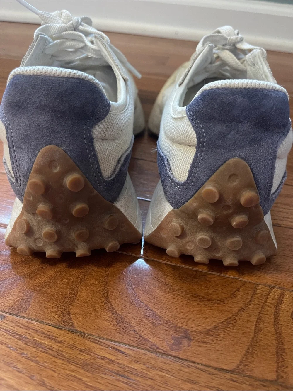 New Balance White and Light Gray Low-Top Sneakers
